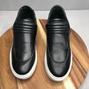 Ylati Footwear Made‎ in Italy Nero Low Top Black Leather Slip On Sneaker Size 39